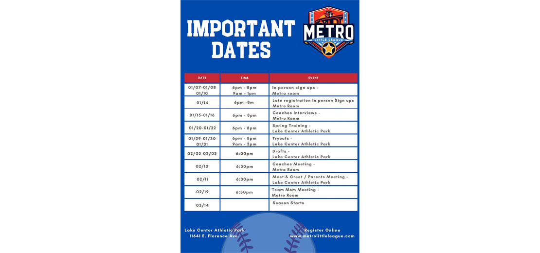 Important Dates (Updated)